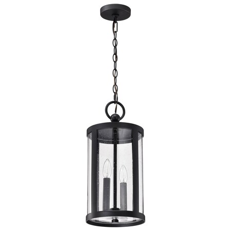 Nuvo Broadstone - 2 Light Hanging Lantern - Matte Black with Clear Seeded Glass 60/8115
